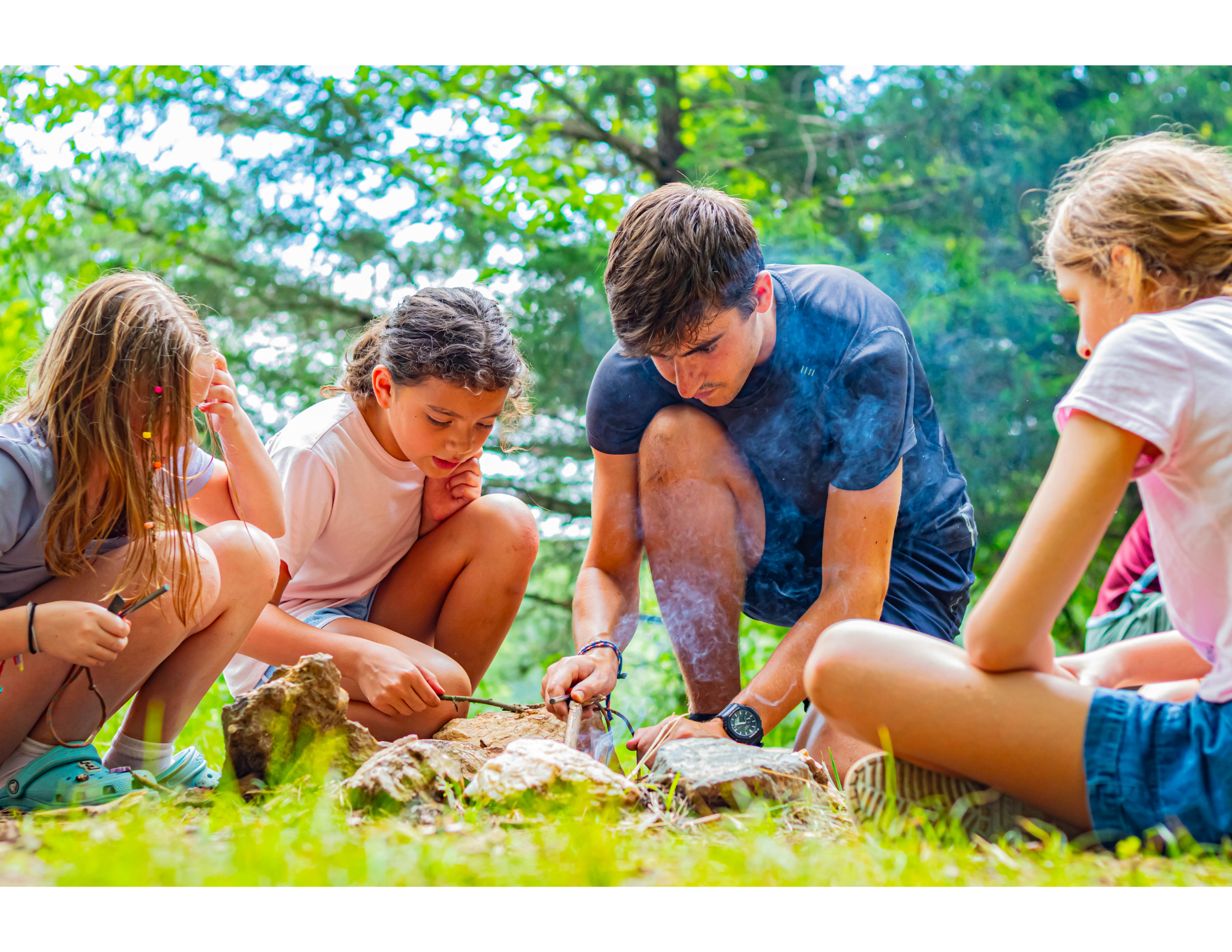 Children doing outdoor camp activities
